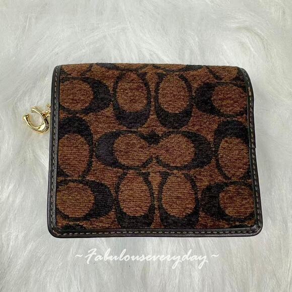 Coach Snap Wallet In Signature Chenille CCQ32 NWT - Picture 2 of 6